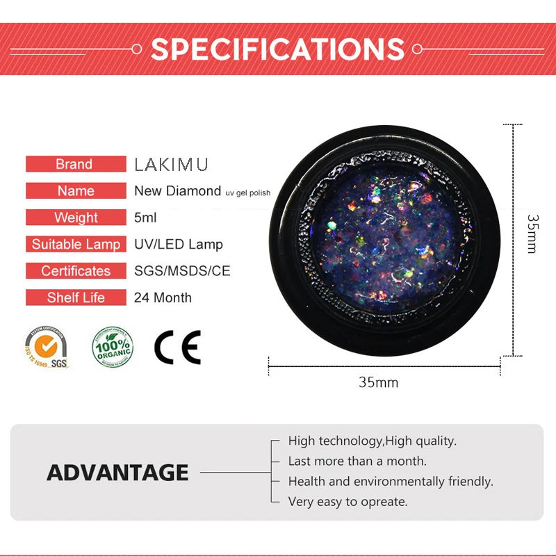 LAKIMU стиль алмаз 5 мл УФ Гель-лак для нейл-арта УФ светодиодный полуперманентный все для маникюра замочить от гель лак для ногтей дизайн