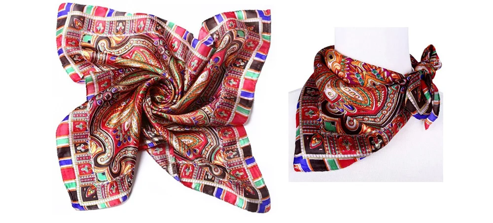Роскошный брендовый шарф для женщин с принтом кошки, рыбы, животных, красная бандана, платок, атласный фуляр, шелковые шарфы с квадратным вырезом 53*53 см 9050