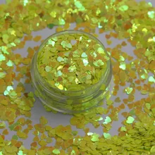 TCI50 Сердце формы Радужный перламутровый светло-желтый цвета конфетти spangles блеск для дизайна ногтей DIY украшения 1 упаковка = 50 г