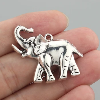 

10pcs Lucky Elephant Charms Pendants Zinc Alloy Jewelry Findings 36.5*32.5mm