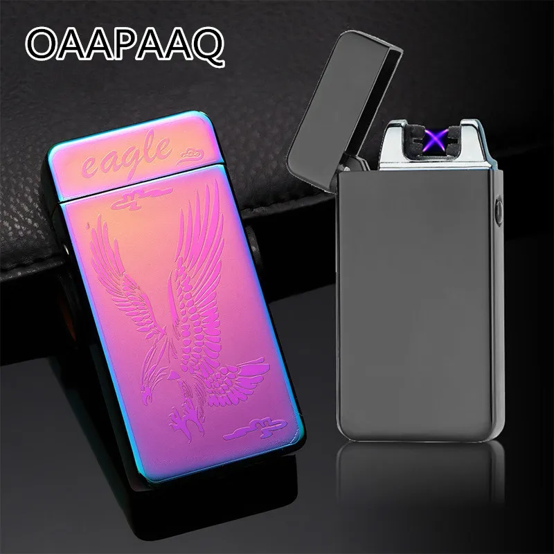 Double Arc Electronic USB Rechargeable Windproof Pulse Eagle Clgarette Lighter 