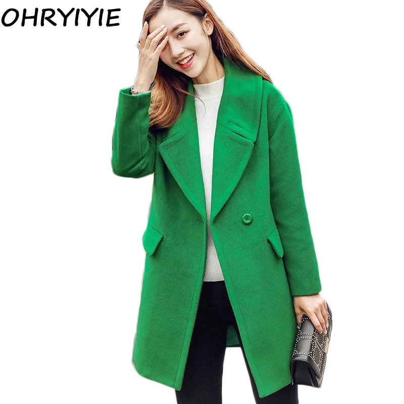 Green Wool Coats Fashion Women's Coat 2017