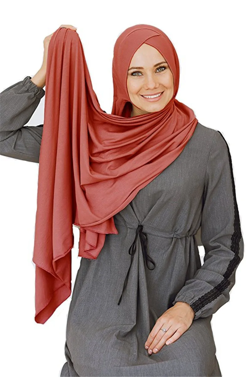 Мусульманский трикотажный хиджаб-шарф для женщин femme musulman, готовый к ношению, шапка, исламский головной платок, тюрбан-шарф