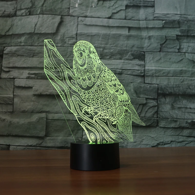 

3D Visual NightLight Touch Button Acrylic Parrot LED Color Changing Table Lamp USB Bird Shape Sleep Lighting Bedroom Decor Gifts