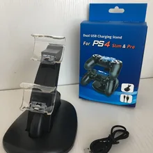Светодиодный двойной зарядка через usb Док-станция Подставка для подзарядки станции игровой контроллер стенд для sony Playstation 4 PS4