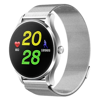 

Bluetooth 4.0 Smart Watch Ultra Thin Mesh Belt Stainless Steel Wristwatch 1.22inch IPS Screen 300mAh Battery Heart Rate Sensor