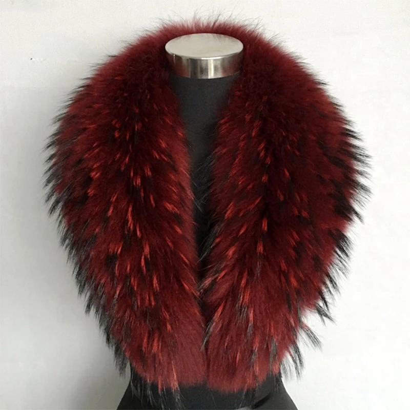 

JKP 2018 natural raccoon fur collar coat women's natural raccoon fur collar scarf wine red fashion wild horn scarf female