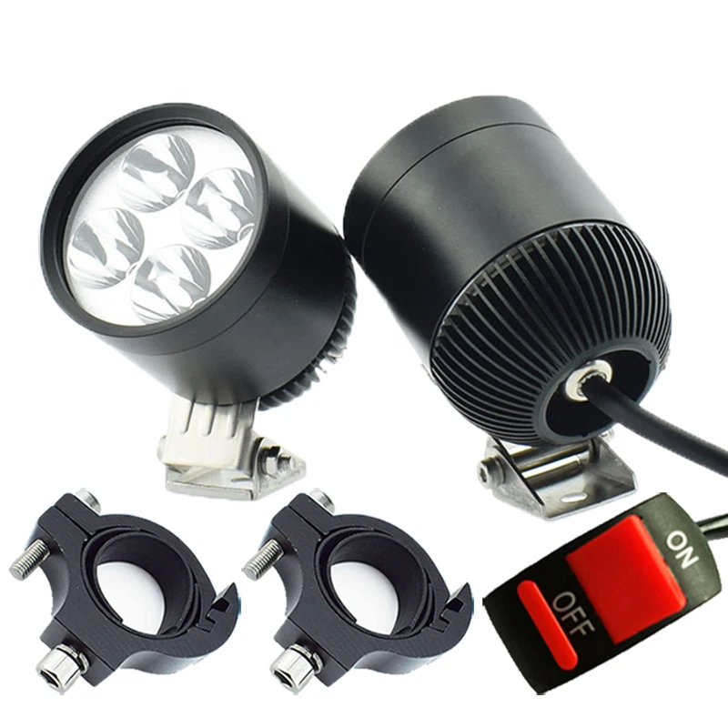 

1pair Motorcycle 4LED Chip Headlight 12V 20W 6000K Motorbike Driving lights Fog Lamp motor Spotlight auxiliary lights headlamps
