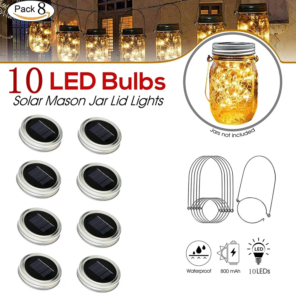 8 حزمة مرطبان شمسي أضواء مع 8 مقابض ، 10 Led سلسلة الجنية اليراع أضواء الأغطية إدراج ل منتظم الفم الجرار حديقة ديكور 8 حزمة مرطبان شمسي أضواء مع 8 مقابض ، 10 Led سلسلة الجنية اليراع أضواء الأغطية إدراج ل منتظم الفم الجرار حديقة ديكور