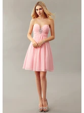 Sexy Eine linie Chiffon-Kleid 2016 Trägerlosen Schatz Kurz Cocktailkleider Kristall Plissee Prom Kleider cd10291