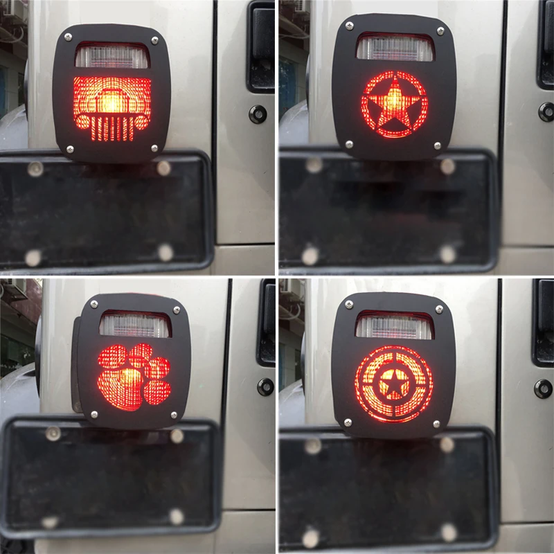 Exterior Grille Tail Light Rear Lamp Cover Guards For 1987-2006 Jeep Wrangler TJ YJ Accessories Taillight Protector WISENGEAR (106)