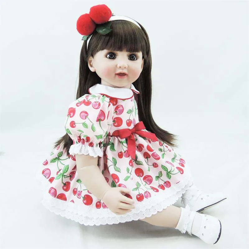

24inch Handmade Silicone vinyl princess Lifelike cherry menina Baby Bonecas girl kid bebe doll reborn alive birthday Xmas doll
