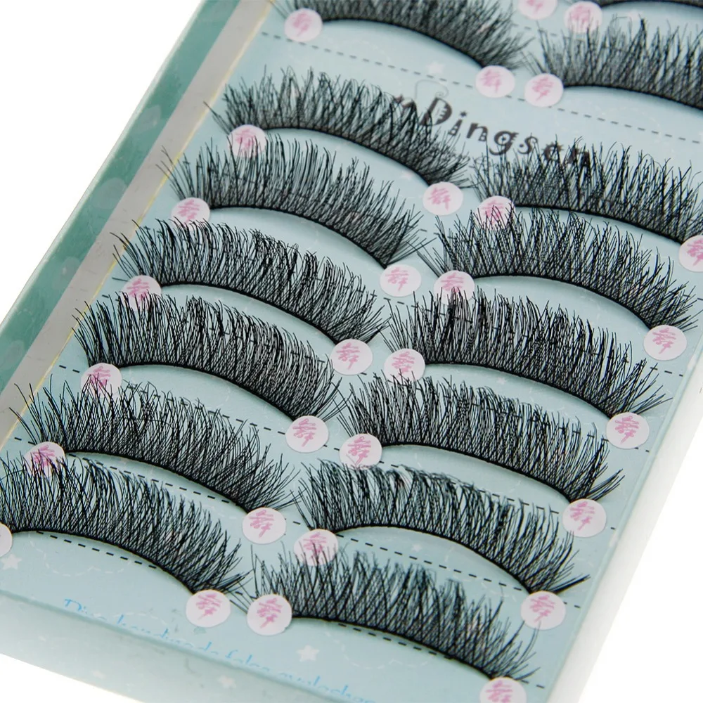 

10 Pairs/Box Handmade False Eyelashes Messy Natural Black Long Fake Eye Lashes Makeup Eyelash Extensions Tools #246277