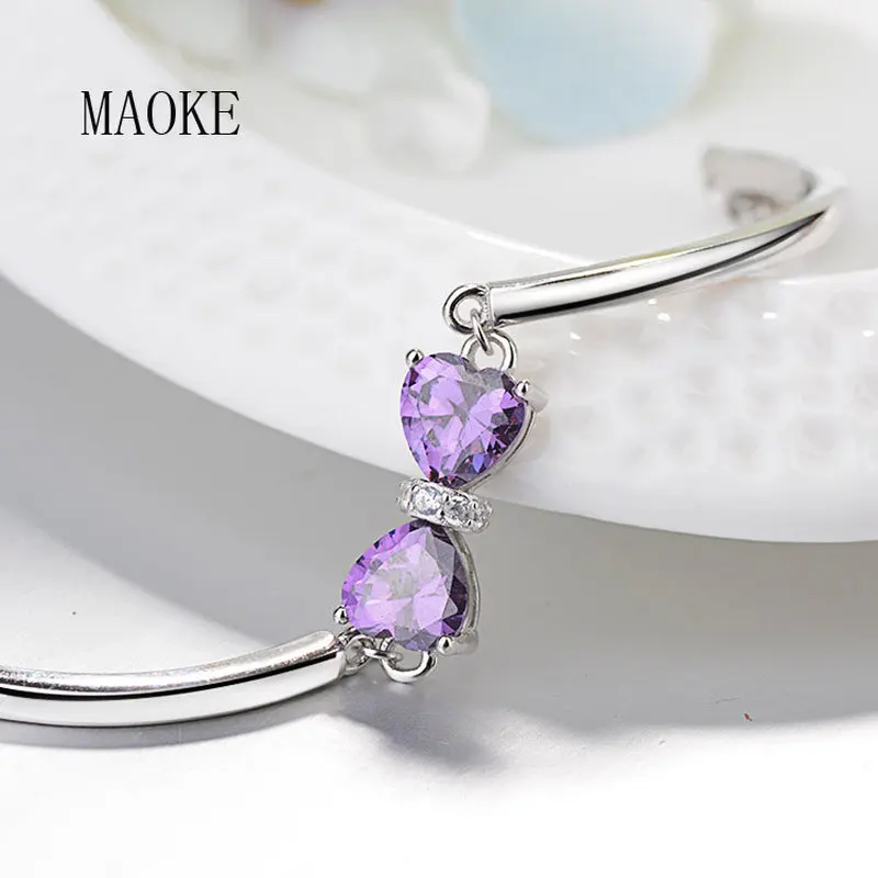 

Promotions S925 Sterling Silver Europe and America Bow Heart Bracelet Fashion Jewelry for Women's Fashion Gifts
