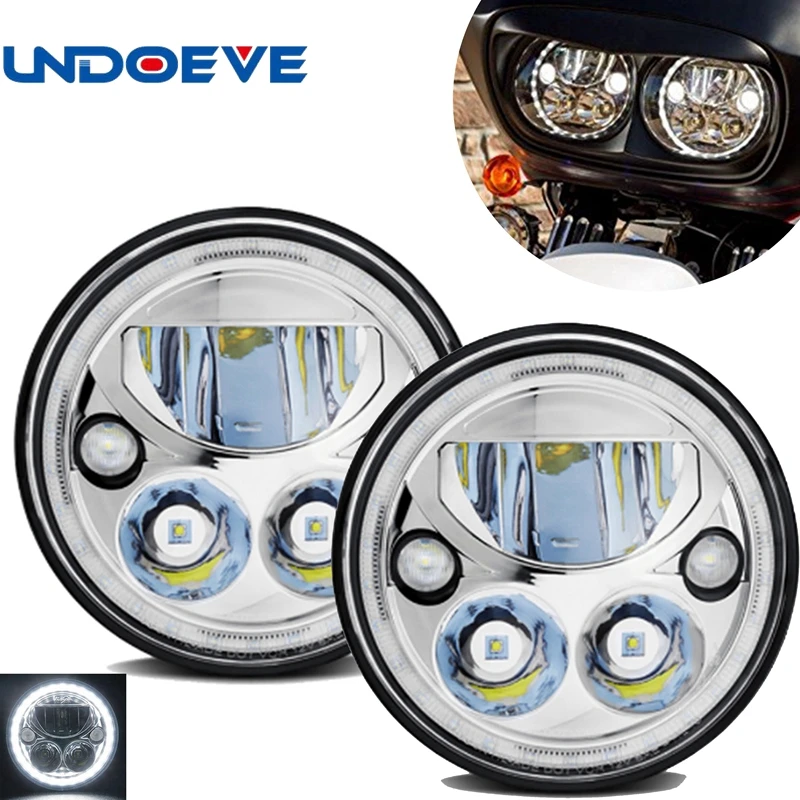 

Undoeve 2pcs Pair X7" Sealed LED Headlights For Jeep, DOT Emarked Wrangler Jk TJ 7" Round Vortex Halo Projector Headlight