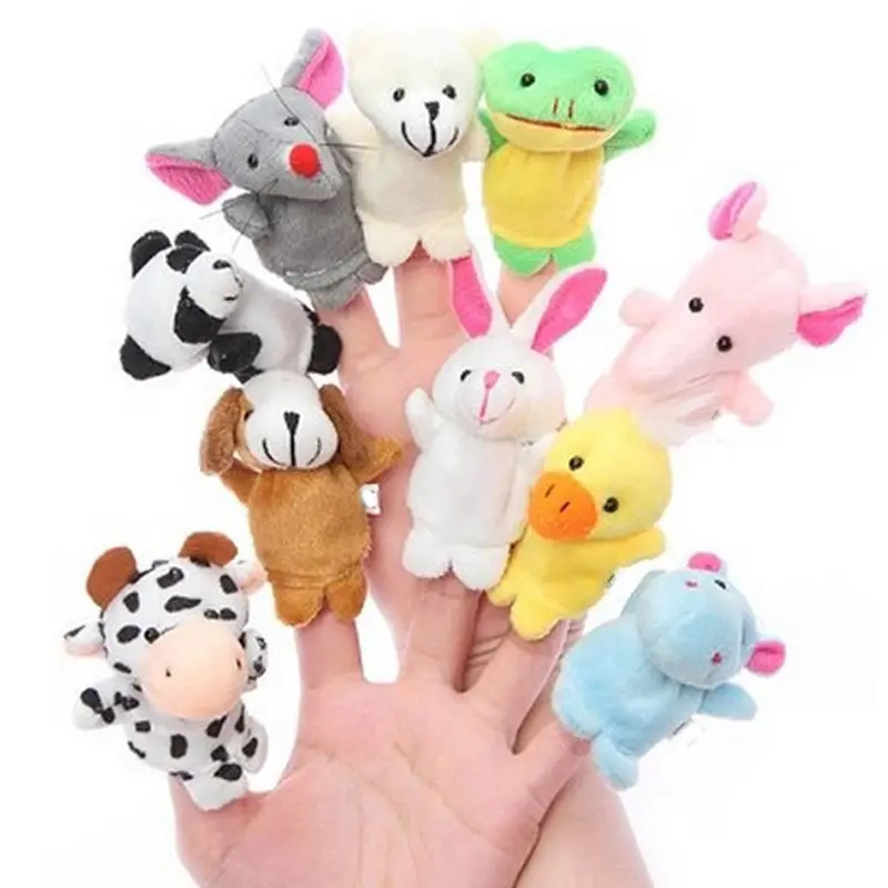 Симпатичные палец куклы Ткань плюшевые куклы Детские развивающие Рука мультфильм животных игрушки 10 шт