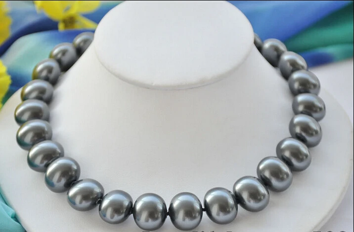 

Free shipping >>>>>Z6909 20mm BALCK EGG SOUTH SEA SHELL PEARL NECKLACE 17inch