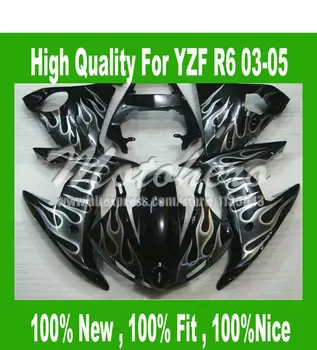 

YZF R6 fairing for Yamaha YZF R6 2003 2004 2005 YZF-R6 YZF 600 R6 03 04 05 fairing kits White flame black #s66s