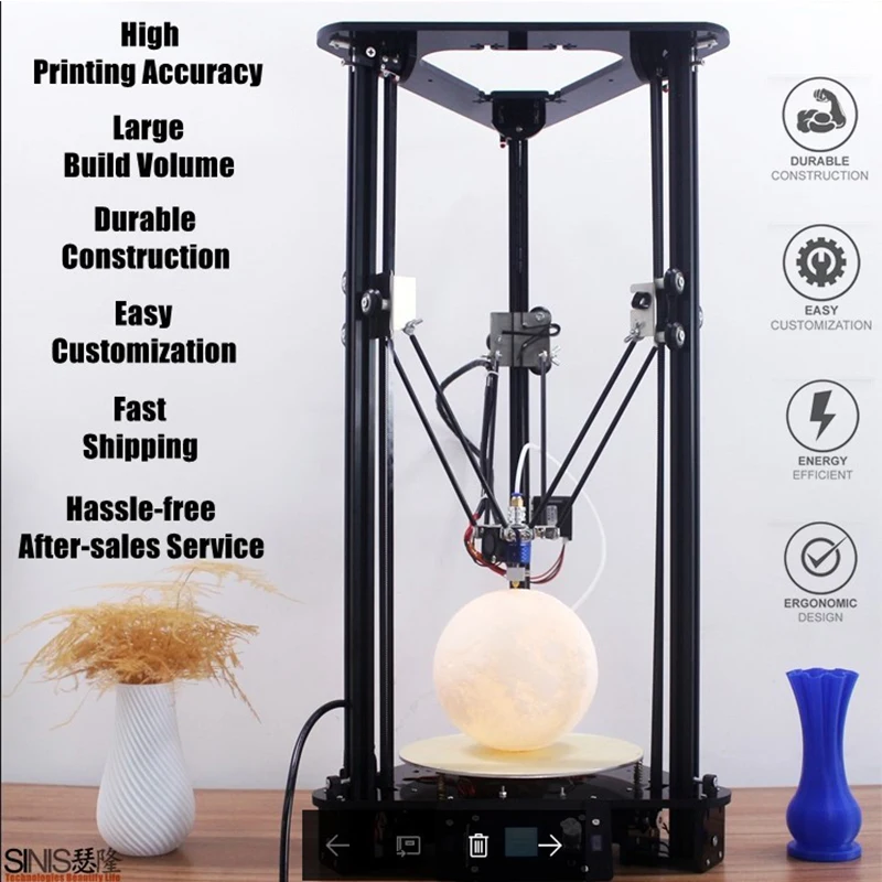 

Smart Leveling Delta 3D Printer Sinis T1 Touch Screen T1 Plus with Laser Head for Education Office Home Use Free 10m Filament