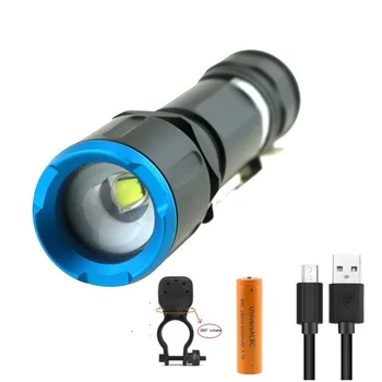 

USB Rechargeable Bike Light Set 3800 Lumen Bicycle Zoomable Flashlight LED Front Cycling Lamp With 18650 Battery Xmas Gift
