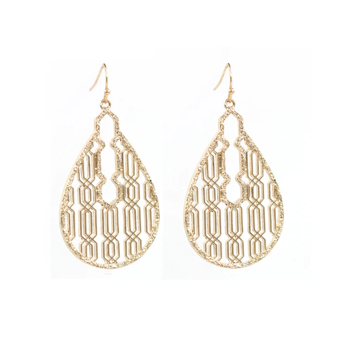 

2018 Hot Selling Big Water Drop Geometric Filigree Dangle Earrings Guita Shape Drop Earrings Women Earrings Fashion Jewelry