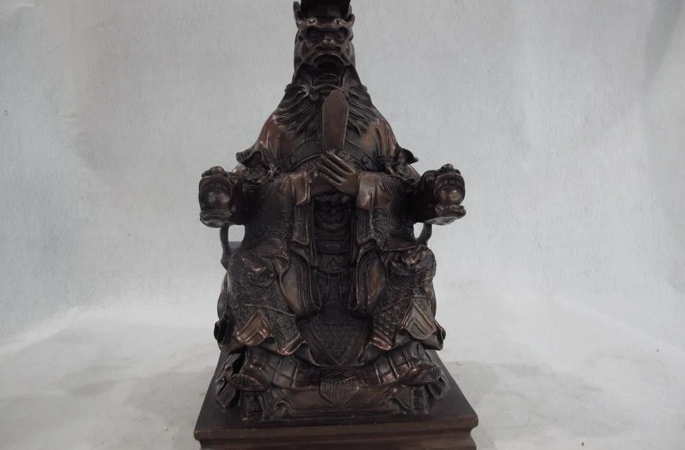 

China Myth Pure Bronze Seat Dragon King Lord God of Rain Longwang Buddha Statue