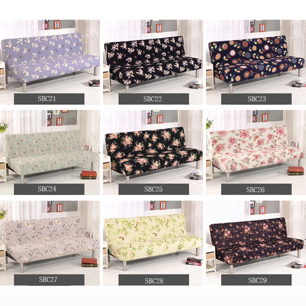 

Armless Elastic Spandex Sofa Cover Light Color Flower Sofa Bed Cover Strentch Without Arm Counch Cover Cubre Sofa Protector