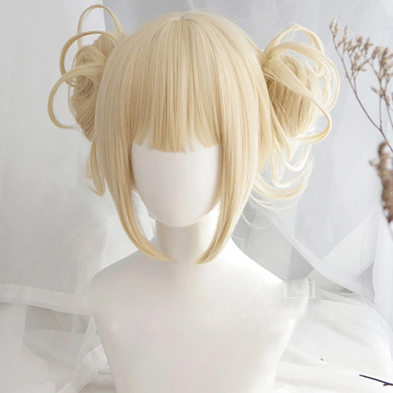 

My Boku no Hero Academia Akademia Himiko Toga Short Light Blonde Ponytails Heat Resistant Cosplay Costume Wig+Wig Cap