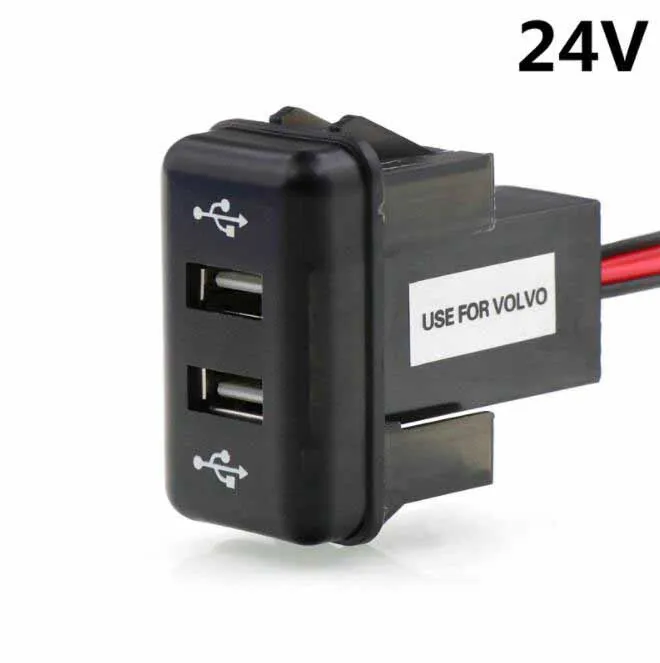 DC24V двойной USB зарядное устройство гнездо адаптер для VOLVO truch charing смартфон gps 5V 2.1A