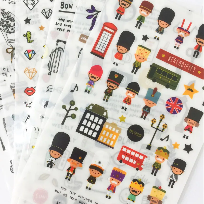 10 пакетов/серия Travel Journal London Стиль клей наклейки, декоративные дневник альбом ярлыком рука счета декор канцелярские