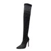 NIUFUNI Lady Over The Knee Boots Rhinestone Crystal Bling Thight Boots High Heel Shoes Women Sock Comfort Elastic Party Shoes ► Photo 3/6