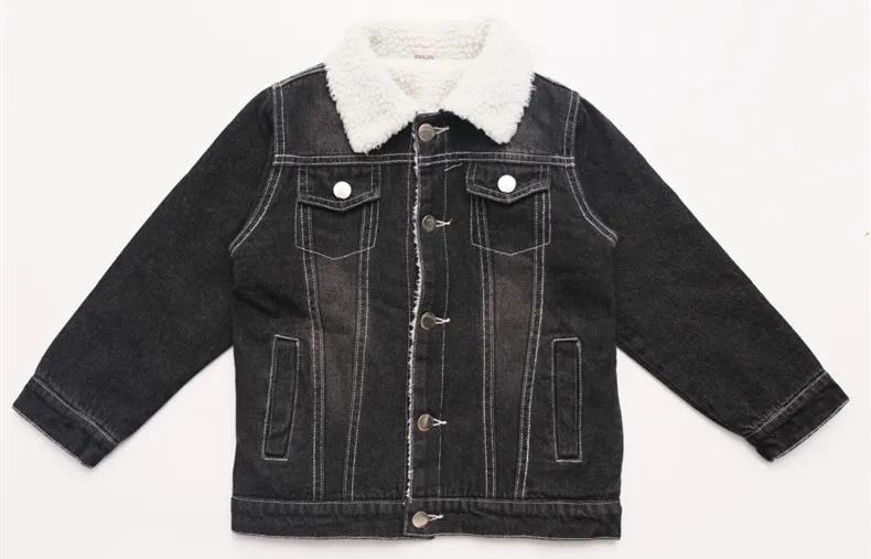 

5 6 7 8 9 Y Girls Jackets Thicken Cashmere Warm Coat Kid Clothes School Girl Denim Outerwear Lapel Single Breasted Kids Clothing
