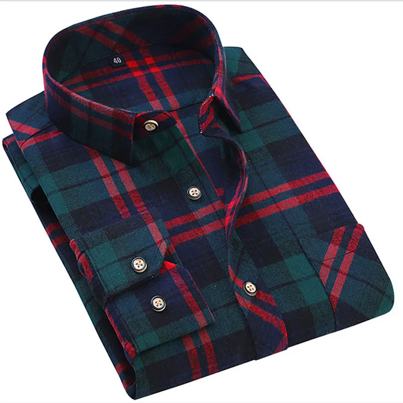2018 Men's Long Sleeve luxury Plaid Shirt Men Slim fit Comfortable Soft Work Casual Flannel Shirts Camisa Social Masculina	S-4XL