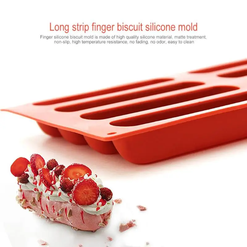 

Finger Biscuit Silicone Mold 8 Holes Long Strip Cake Mould Bakeware Fingers Puff Ice Cube Tray Kitchen Baking Tools