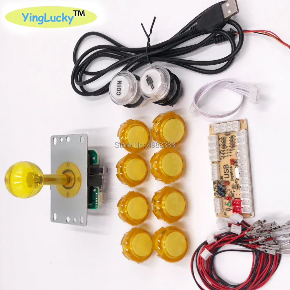 Yinglucky Джойстики для аркадных игр с нулевой задержкой DIY Kit USB энкодер для ПК Джойстик Sanwa для аркадных игр+ кнопочные кнопки Sanwa для аркадных игр Mame - Цвет: yellow