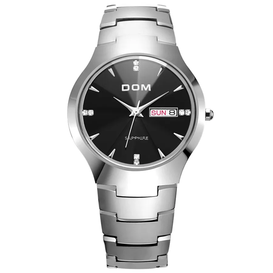 DOM часы мужские из вольфрамовой стали Роскошные Лидирующий бренд наручные 30 м водонепроницаемые Бизнес кварцевые часы модные повседневные спортивные - Цвет: A