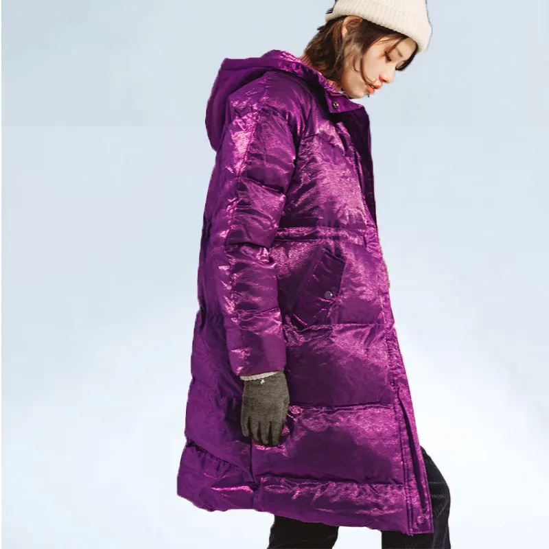 

90% White duck down coats High quality Gold velvet winter down parkas female thicken warm down jacket coat women hooded jacket