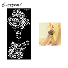 1 шт., красивый черный цветок, хна, трафарет для татуировки, шаблон для рисования, для тела, ног, художественный дизайн, хна, трафарет для татуировки,, Новое поступление, S275