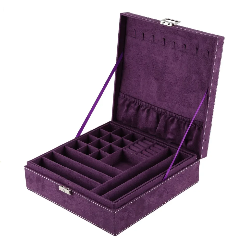 Comprar Pendiente para muchachas, caja de almacenamiento de joyas de decoración, caja de madera multicapa, caja de joyería, organizador de maquillaje