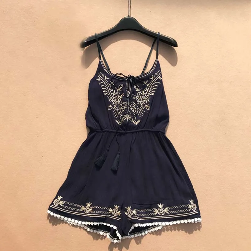 2019 Summer Clothes Women Fashion Sexy V-neck Embroidery Jumpsuit Female Lace-up Wide Legs Bodysuit Beach Style Womens Rompers 2019 Summer Clothes Women Fashion Sexy V-neck Embroidery Jumpsuit Female Lace-up Wide Legs Bodysuit Beach Style Womens Rompers