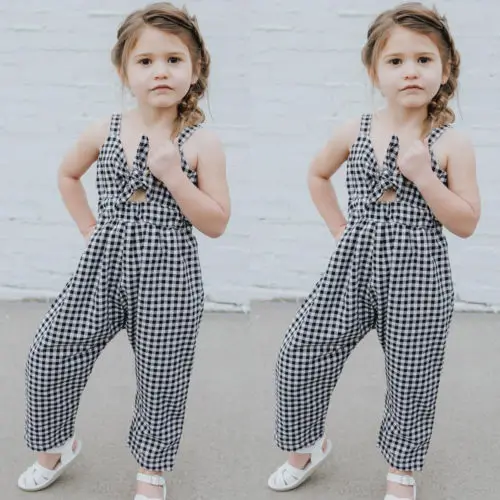 

Newborn Baby Girl Plaids Sleeveless Romper Jumpsuit Playsuit Sunsuit Summer One Piece Clothes Outfits