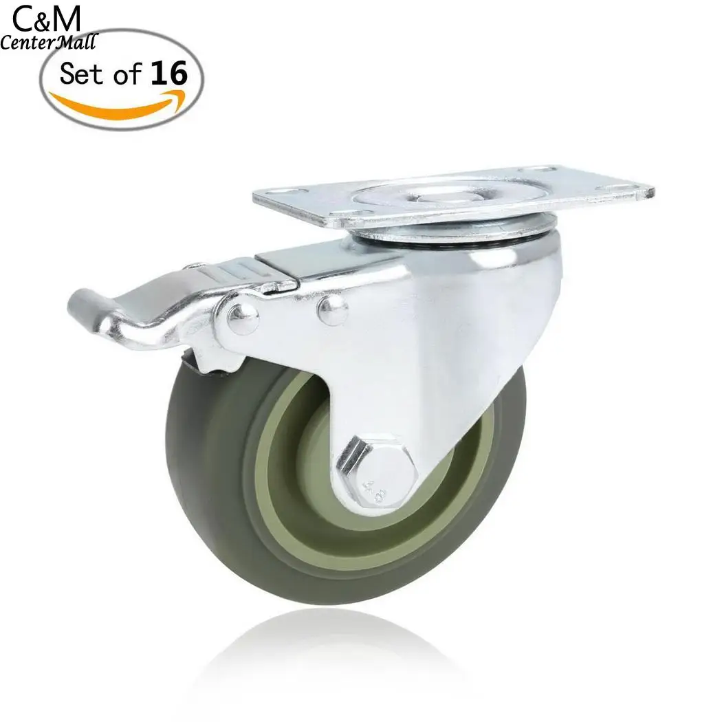 

Lock Casters Wheels PVC 16 Swivel Brake Pack Total of Caster 4inch