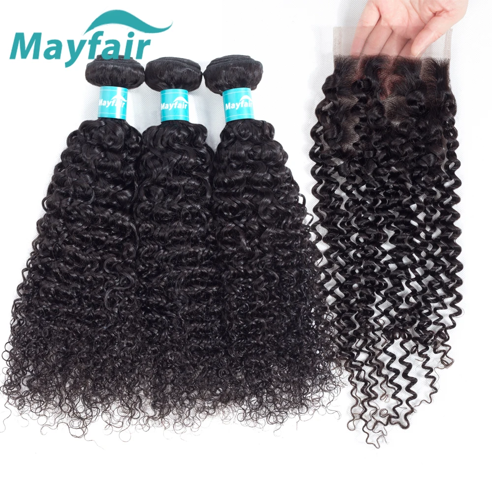 

Mayfair Human Hair Bundles With Closure Curly Bundles With Closure Brazilian Hair Weave Bundles Free Part Remy Hair Double Weft