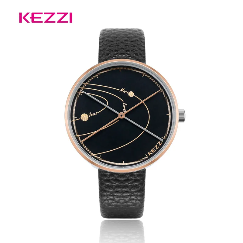 KEZZI мужские часы 2018 кожаный ремешок с круглым корпусом наручные большой