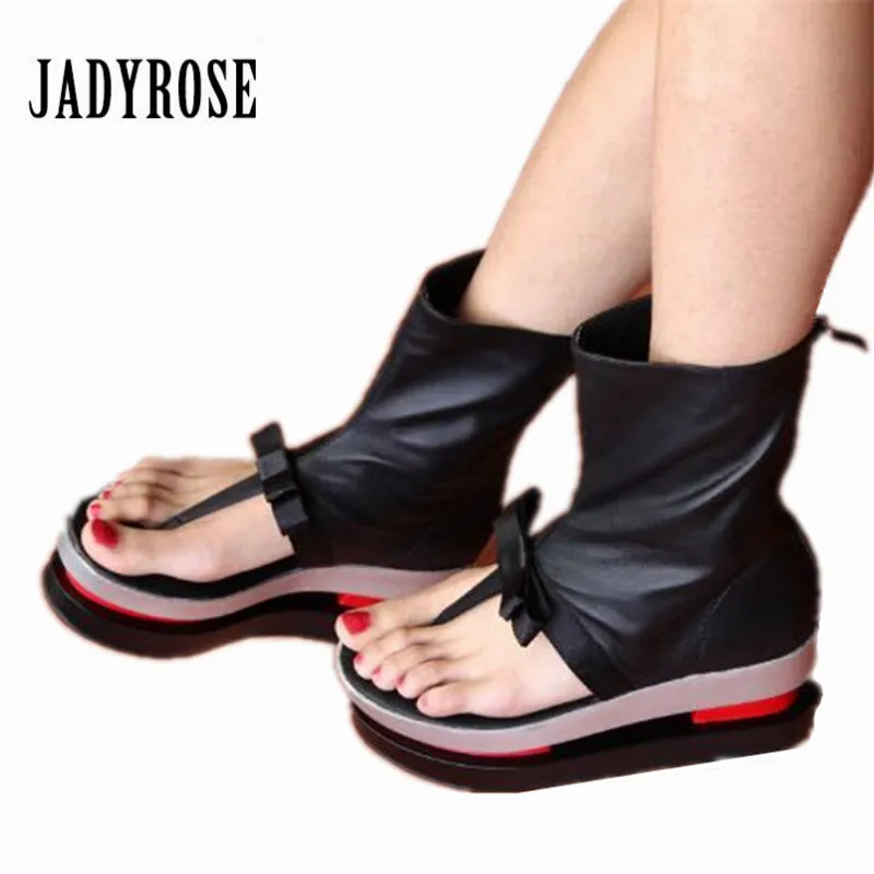 

Jady Rose Women Summer Boots Platform Creepers Bowtie Gladiator Sandals Flat Wedge Shoes Ankle Booties Sandalias Mujer