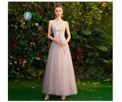Robe De Soriee новые тюлевые Платья для подружек невесты Mismatched с аппликацией, отделкой бисером A-Line Длинные свадебные вечерние платья Формальное вечернее платье - Цвет: F