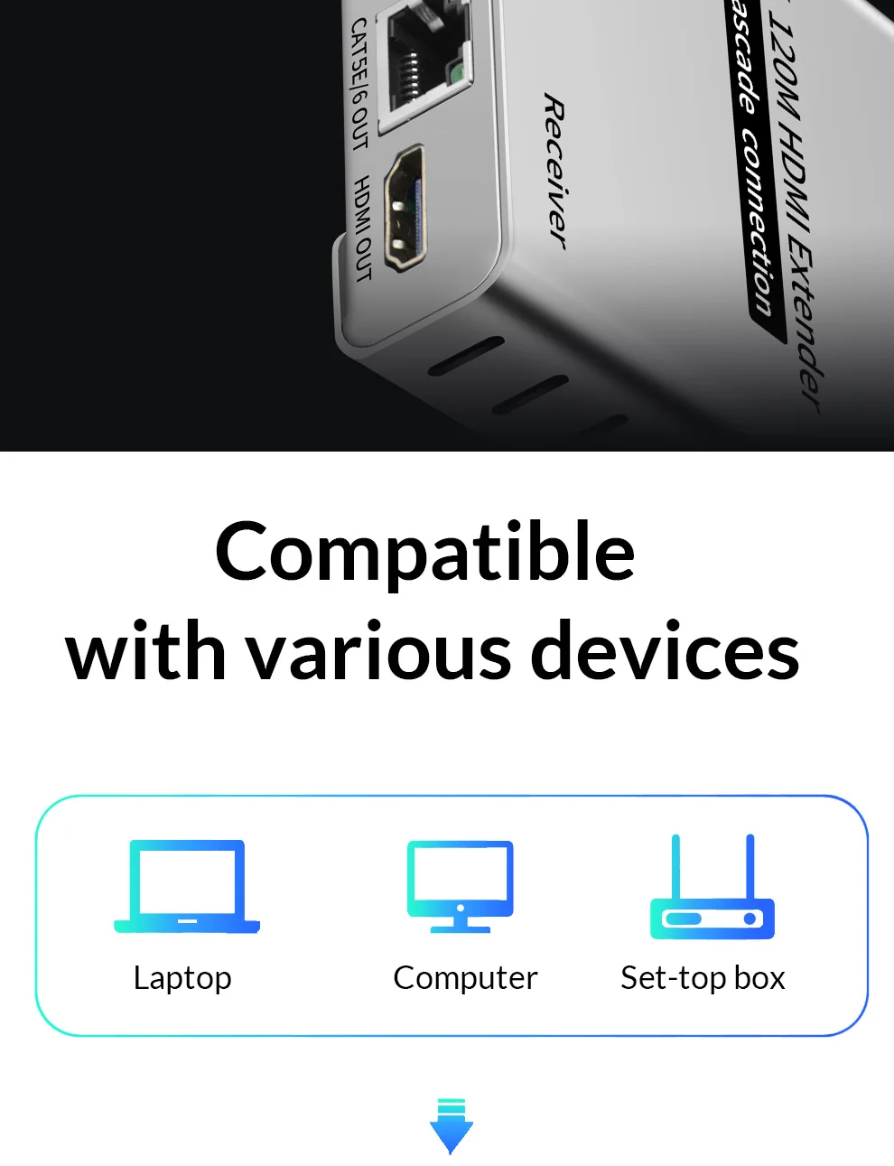 Unnlink UHD 4K 120M HD mi удлинитель Ethernet удлинитель LAN CAT5E/6 RJ45 сетевой кабель с ИК-датчиком для Светодиодный tv mi box проектор