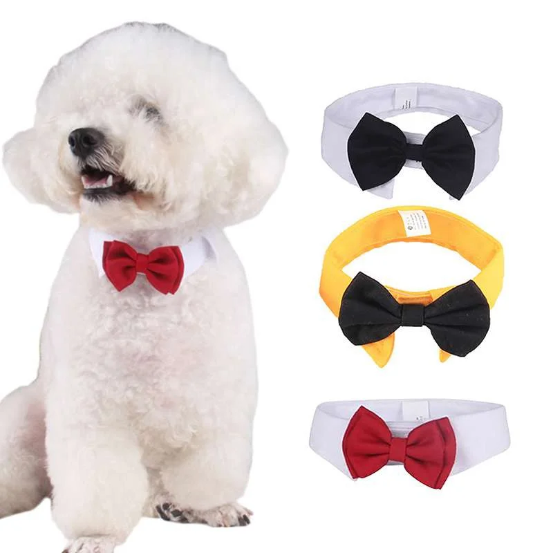 Милая собака хлопок белый галстук и красным бантом собака щенок лук галстук для собака Свадебная вечеринка аксессуары