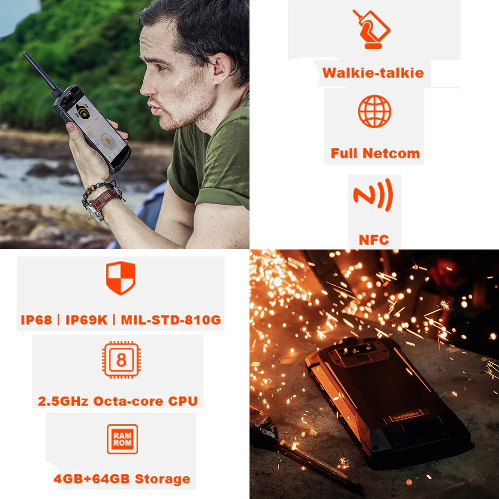 IP68/IP69K портативная рация DOOGEE S80 Lite мобильный телефон Беспроводная зарядка NFC 10080 мАч 12V2A 5,99 FHD Helio P23 Восьмиядерный 4 Гб 64 ГБ