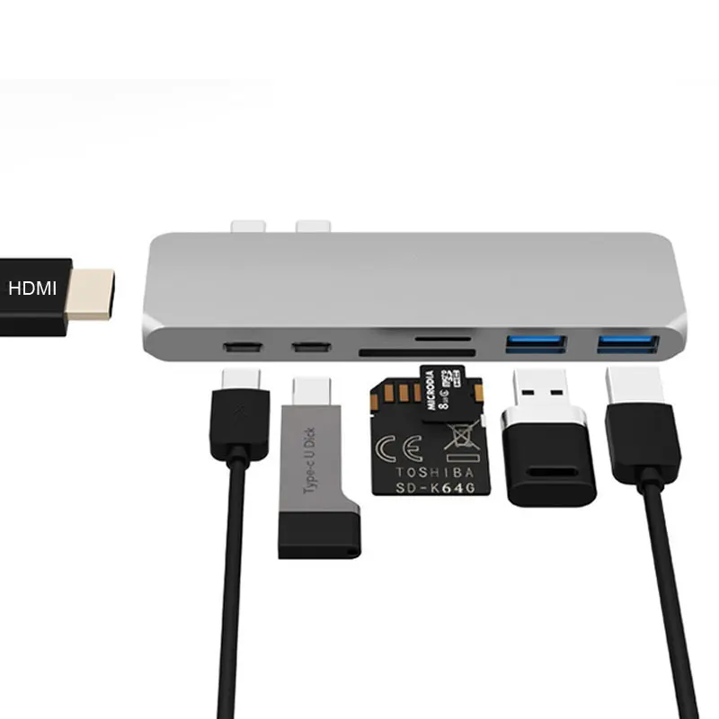 Адаптер Thunderbolt 3 USB 3,1 type-C концентратор к HDMI 4K USB C концентратор с концентратором 3,0 TF sd-ридер слот PD для MacBook Pro/Air USB-C